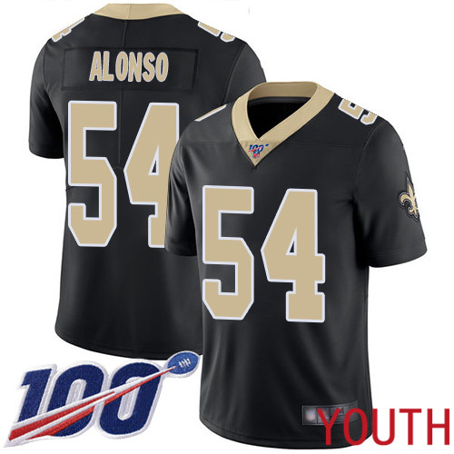 New Orleans Saints Limited Black Youth Kiko Alonso Home Jersey NFL Football #54 100th Season Vapor Untouchable Jersey